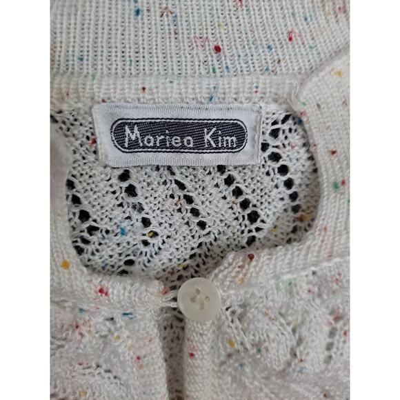 Vintage Mariea Kim Loose Knit White Long Sleeve Sweater - Picture 4 of 7